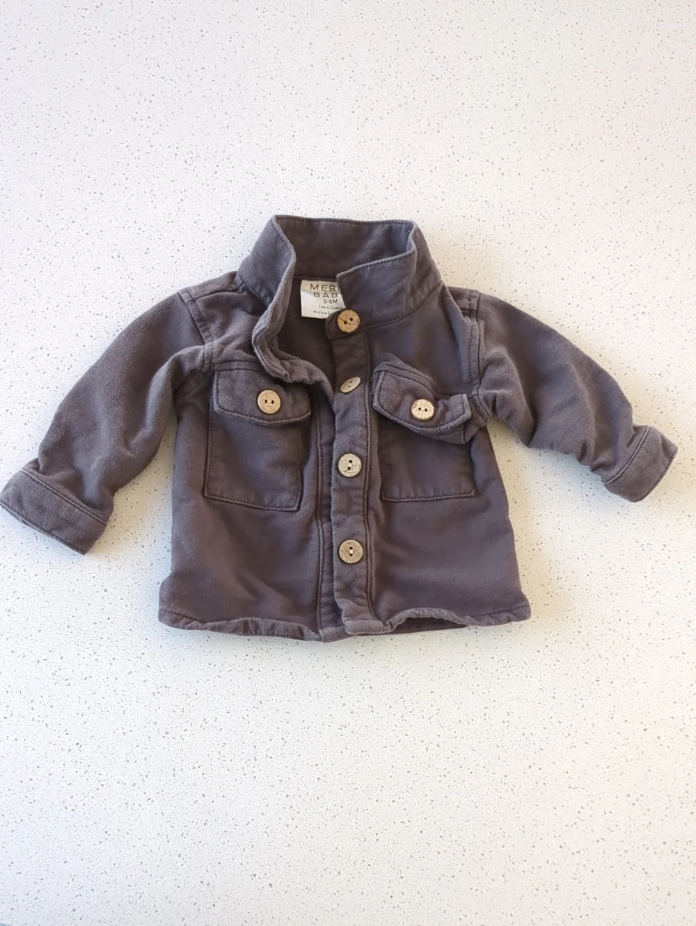 Mebie Baby Kids Charcoal Gray Button-Up Jacket